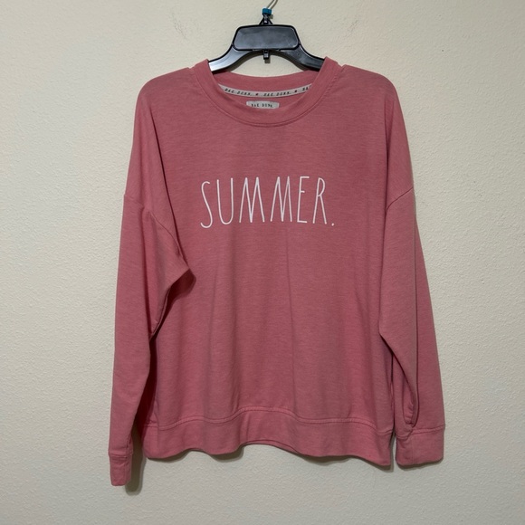 Rae Dunn "SUMMER." Pink Lightweight Crewneck Sweatshirt Large - Picture 4 of 7